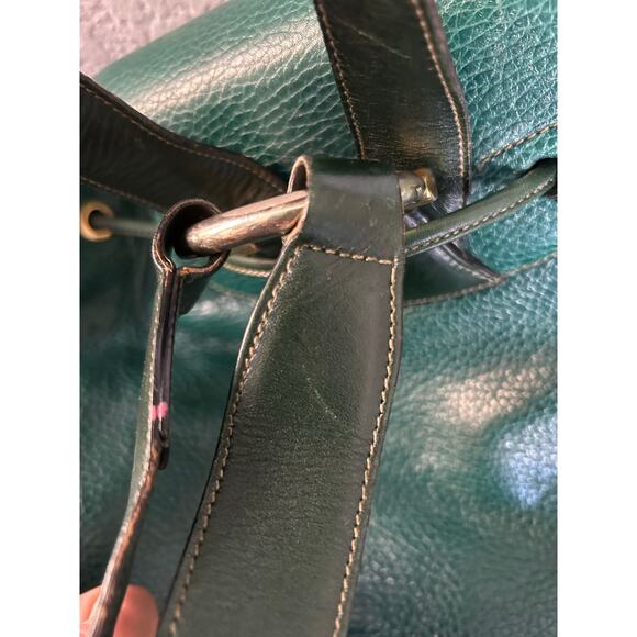 Vintage Mark Cross Rare Large Emerald Green Leather Backpack Italy #132 0700 - Picture 13 of 16